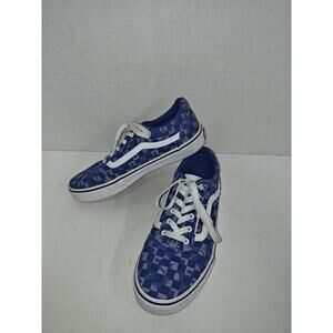 Vans Ward Low-Top Sneakers In Blue Grey Tints Geometric Pattern Youth Size 5